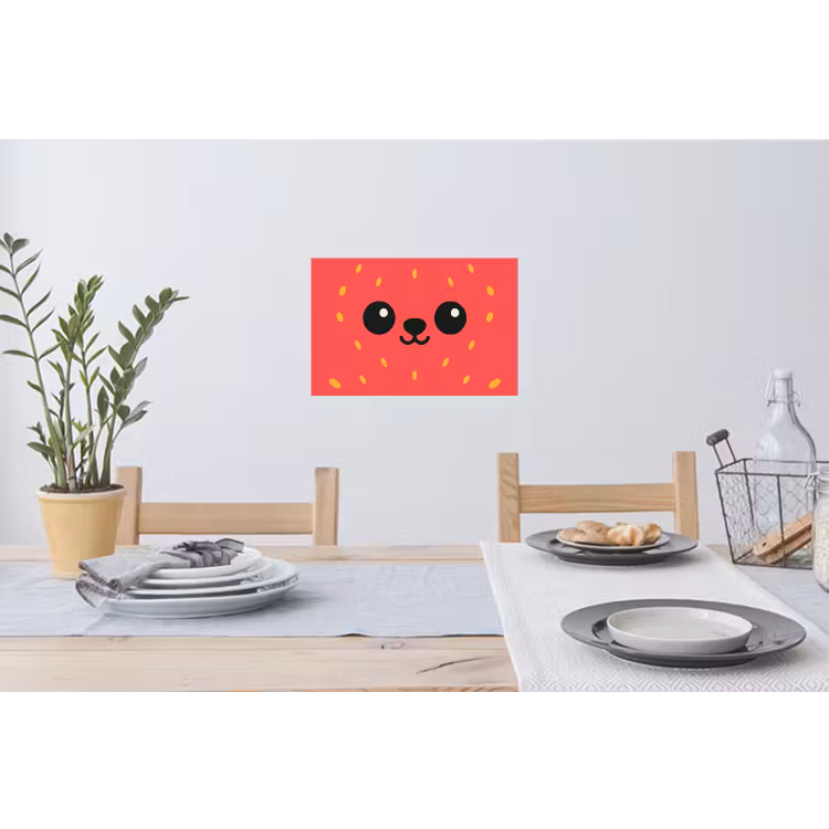 Kat - Aardbei - Cartoon Muursticker klein -eettafel
