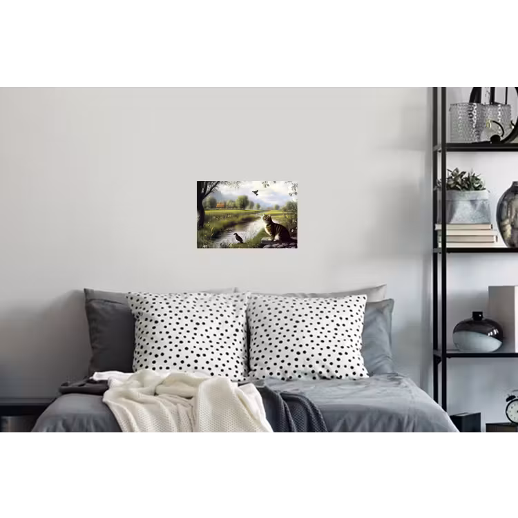 Kat - Beekje - Weide Muursticker klein -slaapkamer