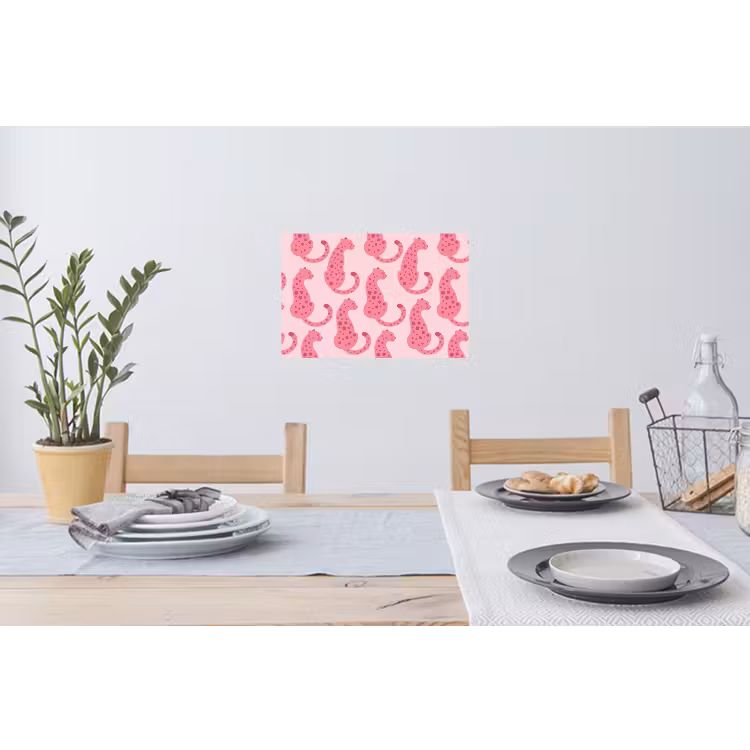Kat - Gevlekt - Dieren - Patroon - Roze Muursticker klein -eettafel