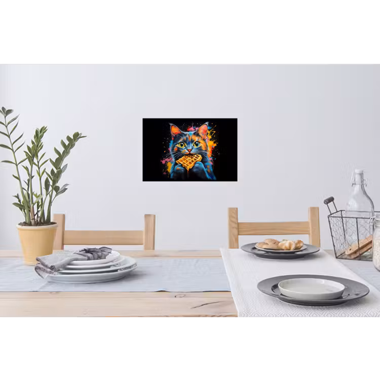 Kat - Graffiti - Kleurrijk - Wafel - Eten Muursticker klein -eettafel