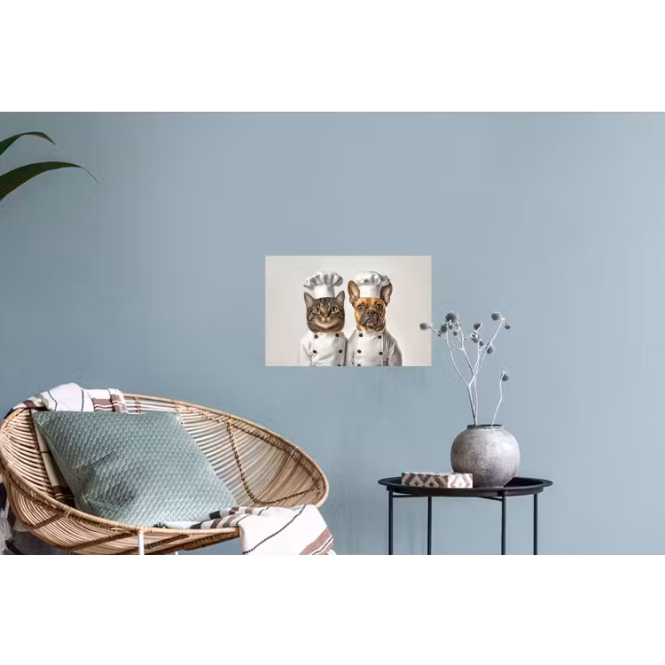 Kat - Hond - Kokskleding Muursticker klein -plant