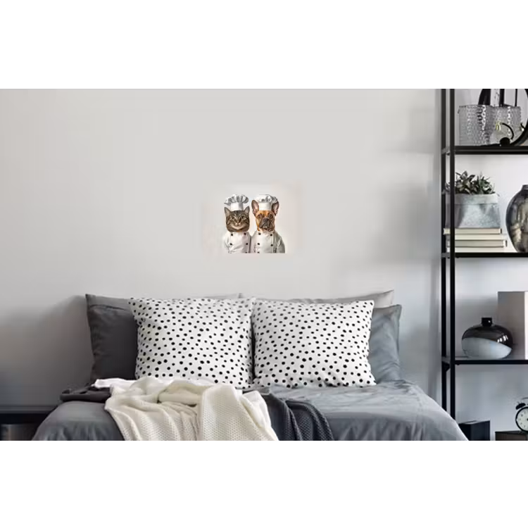 Kat - Hond - Kokskleding Muursticker klein -slaapkamer