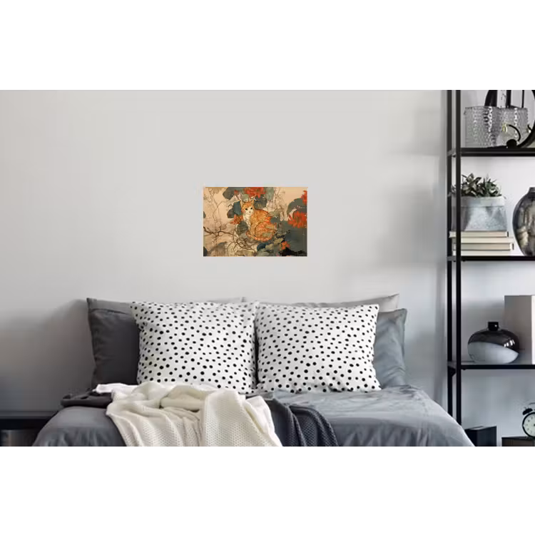 Kat - Sierlijk - Bloemen Muursticker klein -slaapkamer