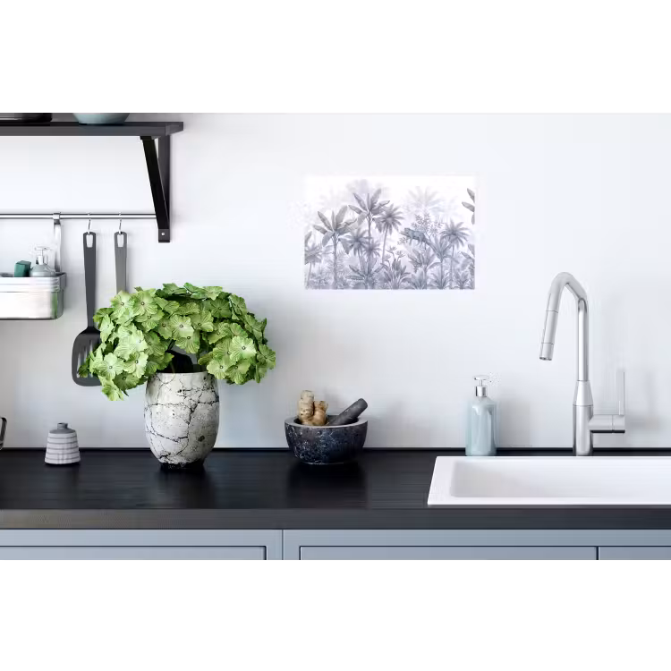 Kat - Tropisch bos - Modern - Grijs Muursticker klein -keuken