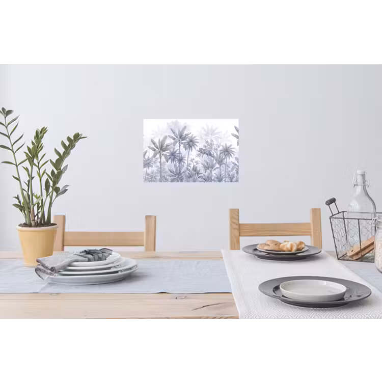 Kat - Tropisch bos - Modern - Grijs Muursticker klein -eettafel