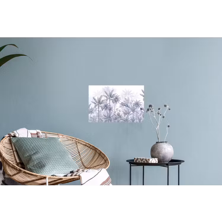 Kat - Tropisch bos - Modern - Grijs Muursticker klein -plant