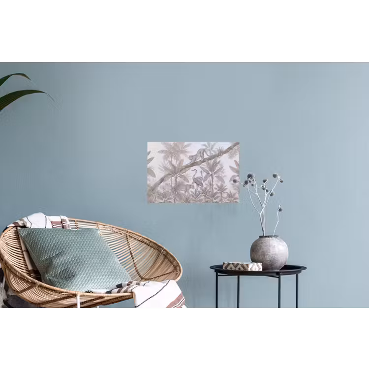 Kat - Vogel - Jungle - Illustratie - Dieren Muursticker klein -plant