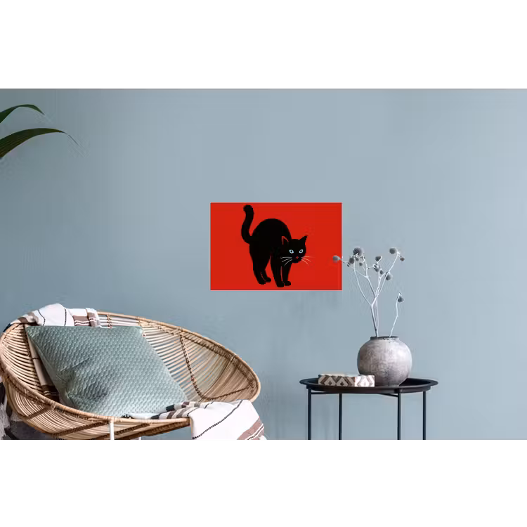 Kat - Zwart - Staart Muursticker klein -plant
