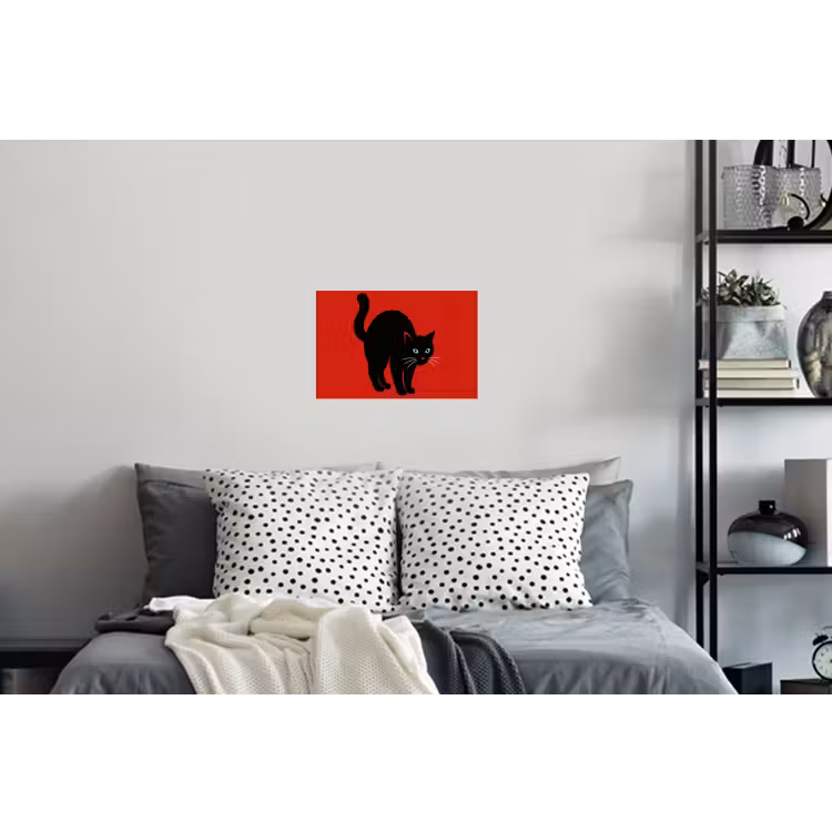 Kat - Zwart - Staart Muursticker klein -slaapkamer