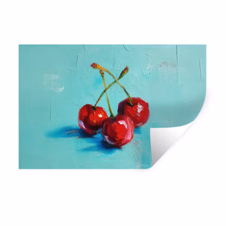 Kersen - Rood - Drie - Geverfd Muursticker klein -3d