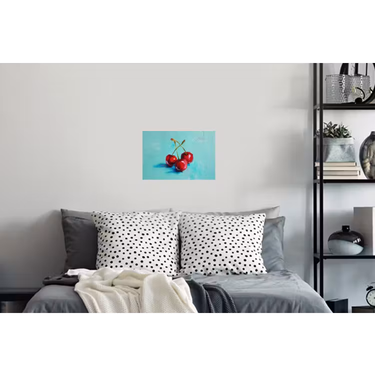 Kersen - Rood - Drie - Geverfd Muursticker klein -slaapkamer