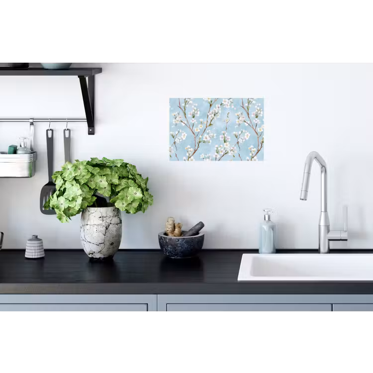 Kersenbloesem - Textuur - Blauw Muursticker klein 286 -keuken