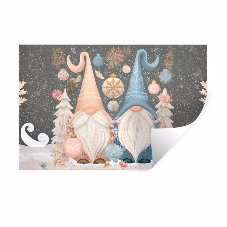Kerst - Gnomen - Pastel Muursticker klein -3d