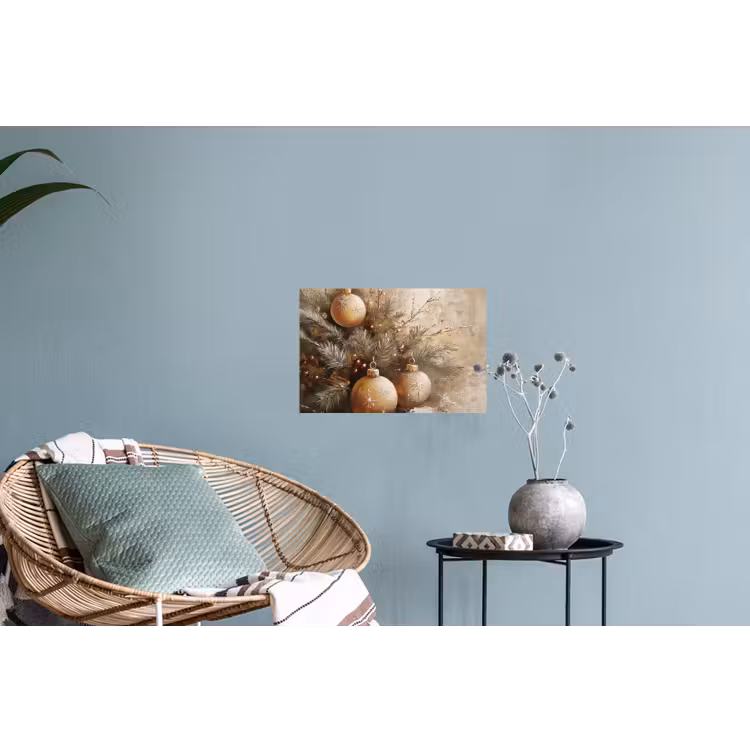 Kerst - Kerstballen - Beige - Goud Muursticker klein -plant