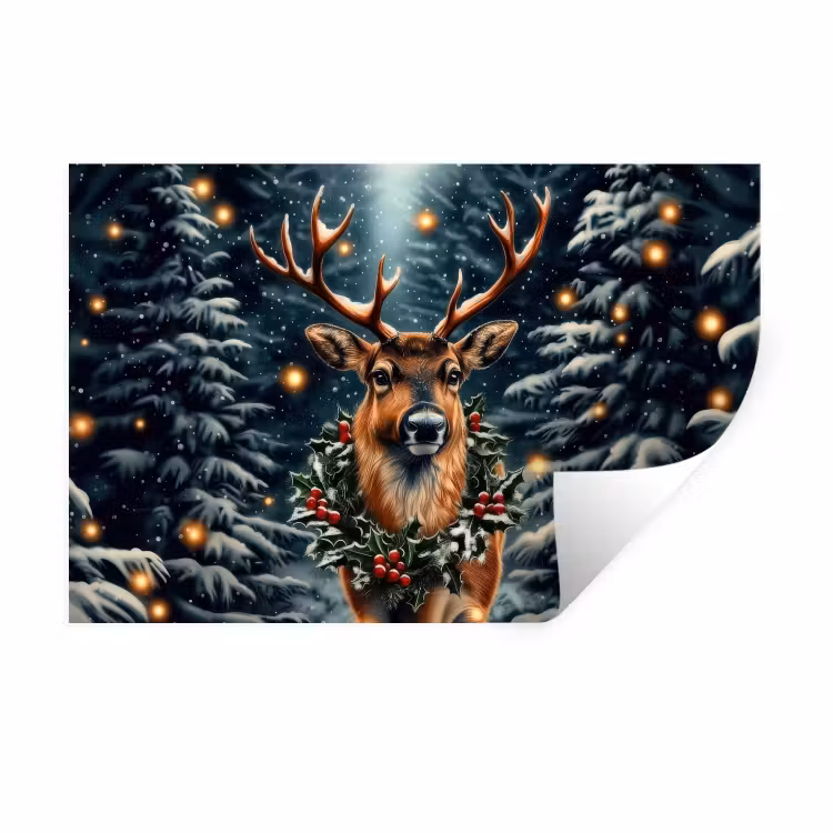 Kerst - Magie - Bos - Kleurrijk Muursticker klein -3d