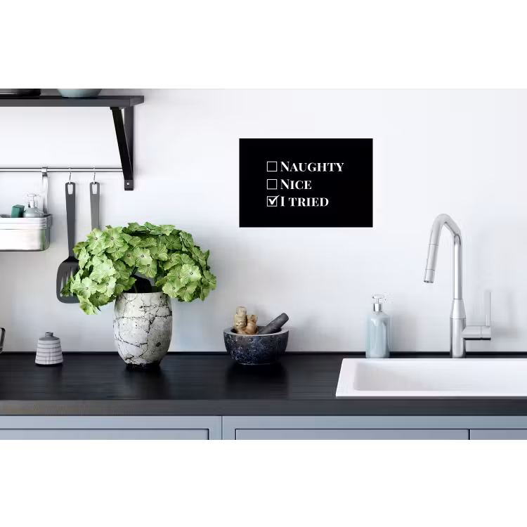 Kerst - Zwart - Wit - Quote - Grappig Muursticker klein -keuken