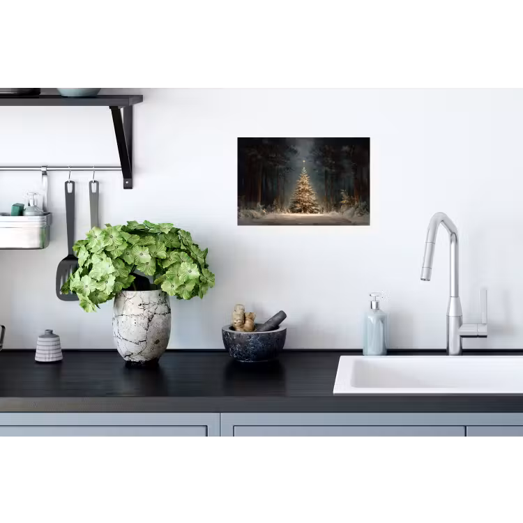 Kerstboom - Bos - Sneeuw - meerkleurig Muursticker klein -keuken