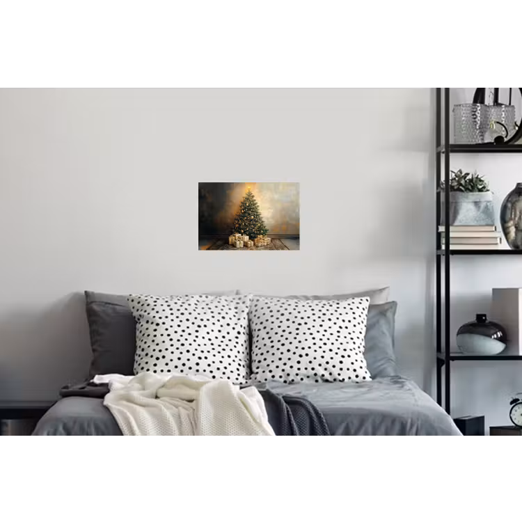 Kerstboom - Cadeaus - Goud Muursticker klein -slaapkamer