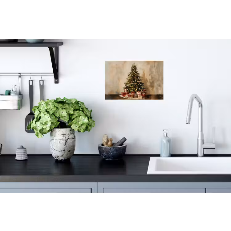 Kerstboom - Versierd - Kleurrijk Muursticker klein -keuken