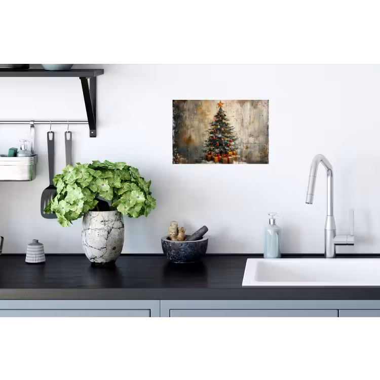 Kerstboom - Vintage - Kerst - Cadeau Muursticker klein -keuken