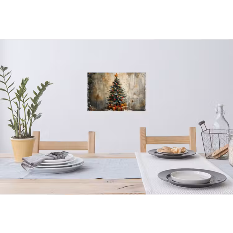 Kerstboom - Vintage - Kerst - Cadeau Muursticker klein -eettafel