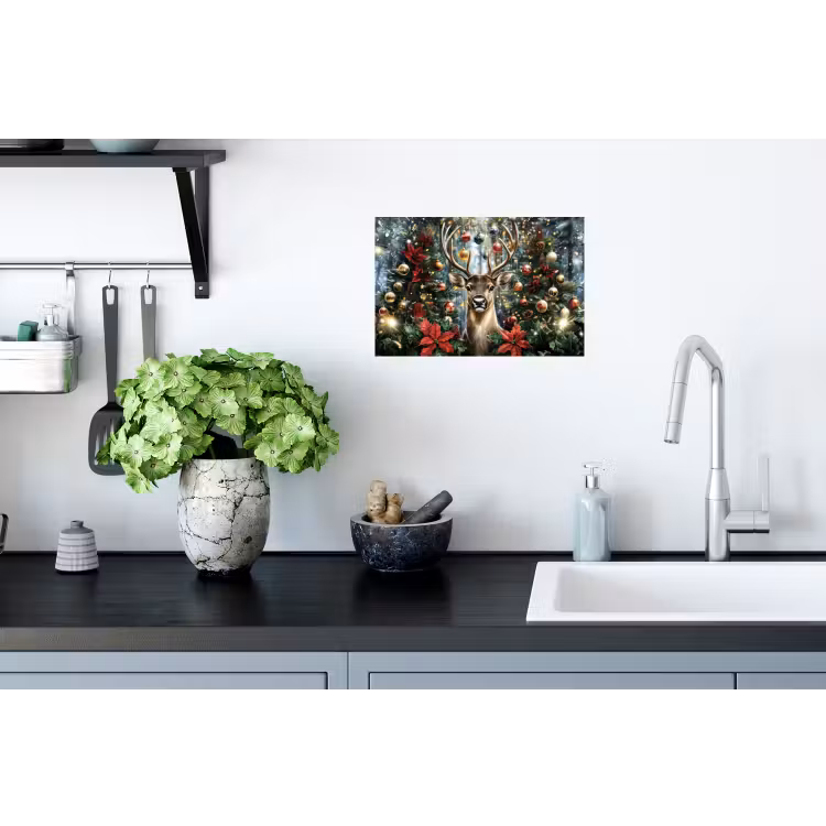 Kerstfeest - Dennenbos - Rood Muursticker klein -keuken