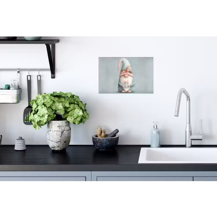 Kerstgnome - Cadeau - Groen Muursticker klein -keuken