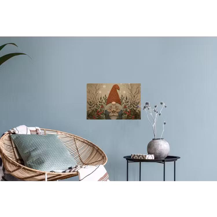 Kerstgnome - Konijntjes - Kleurrijk Muursticker klein -plant