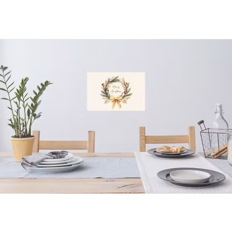 Kerstkrans - Kerst - Goud - Beige Muursticker klein -eettafel