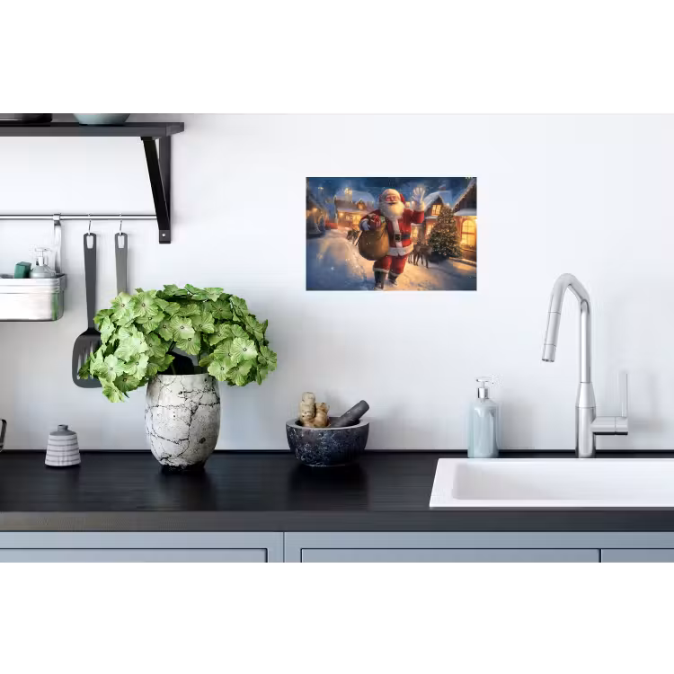 Kerstman - Dorp - Hert - Donker Muursticker klein -keuken