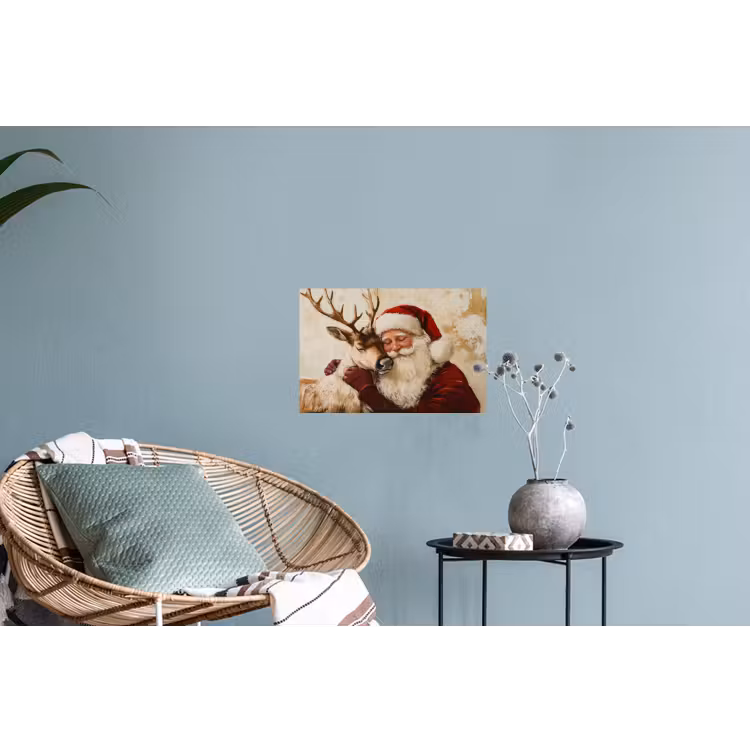 Kerstman - Rendier - Kerst - Christmas Muursticker klein -plant