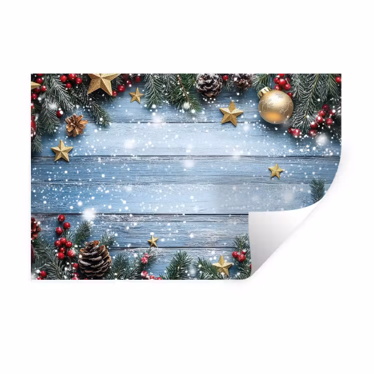 Kerstomlijsting - Sneeuw - Meerkleurig Muursticker klein -3d