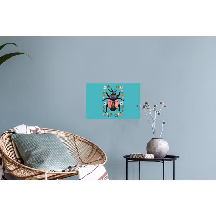 Kever - Bloemmotieven - Turquoise - Bladeren Muursticker klein -plant