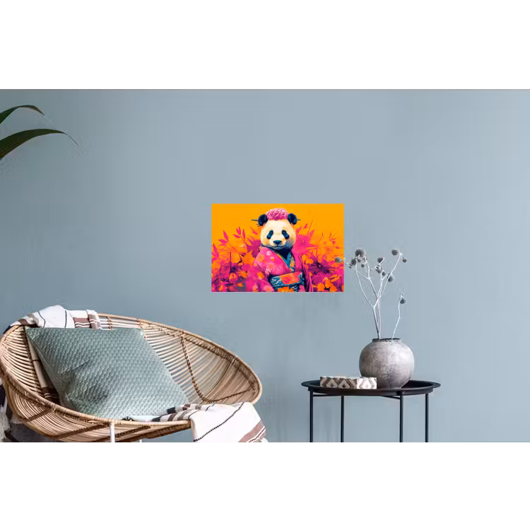 Kimono - Roze - Panda - Bloemenkroon Muursticker klein -plant
