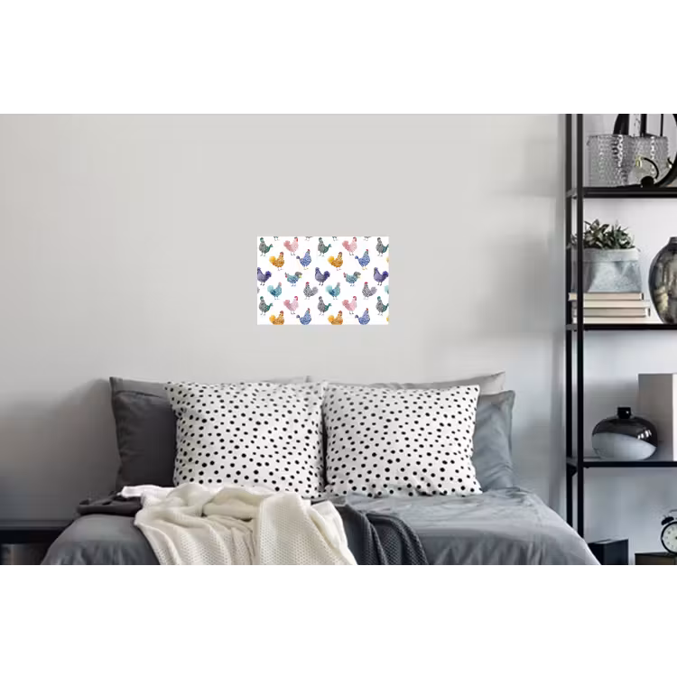 Kippen -Aquarel - Kleurrijk Muursticker klein 286 -slaapkamer