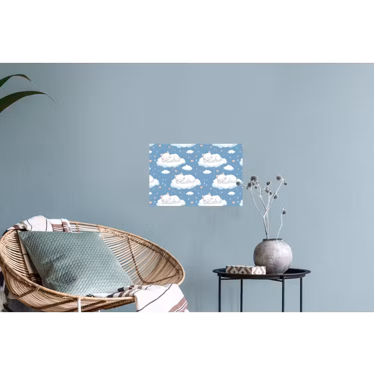 Kitten - Wolken - Blauw Muursticker klein 286 -plant