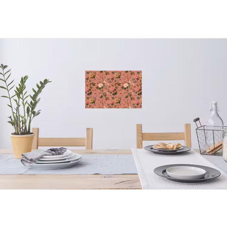 Klassiek - Botanisch - Roze Muursticker klein 286 -eettafel