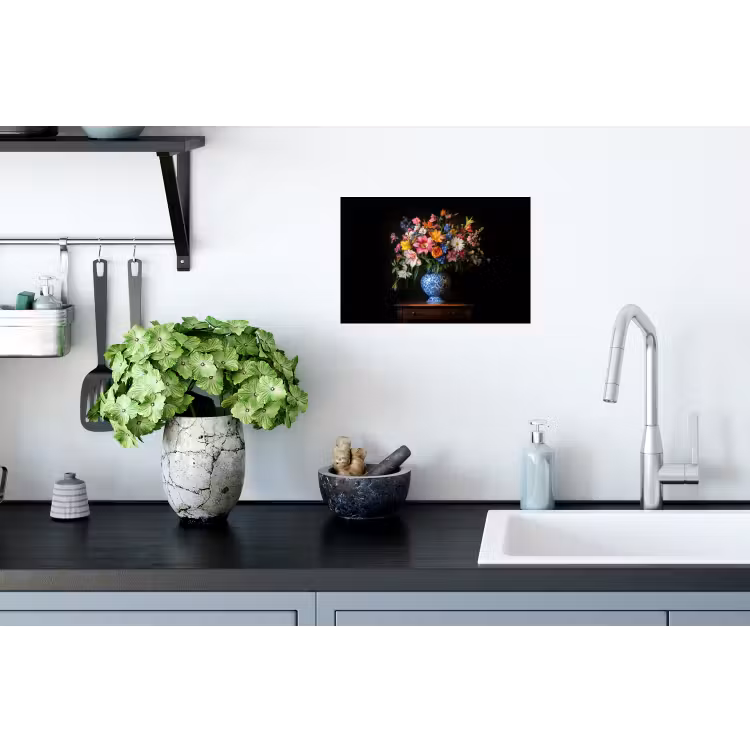 Kleur - Vaas - Bloemen - Boeket Muursticker klein -keuken