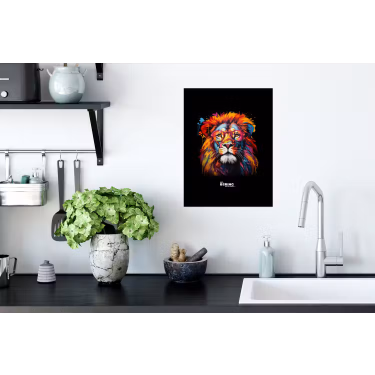 Kleurrijke leeuw in graffiti stijl Muursticker klein -keuken