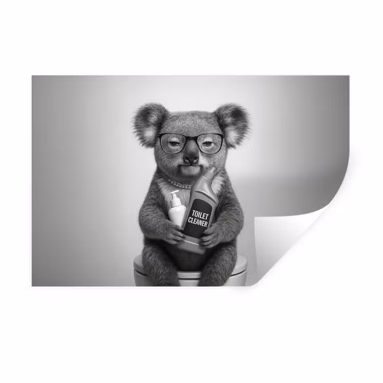 Koala - Bril - Toilet Muursticker klein -3d