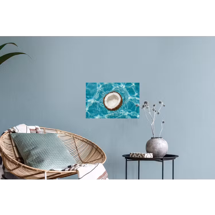 Kokosnoot - Water - Wit Muursticker klein -plant