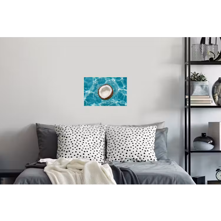 Kokosnoot - Water - Wit Muursticker klein -slaapkamer