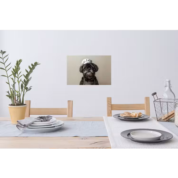Kokskleding - Zwart - Hondje Muursticker klein -eettafel