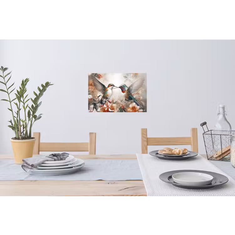 Kolibrie - Vogels - Bloemen - Natuur Muursticker klein -eettafel