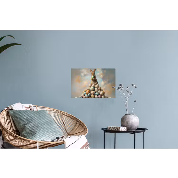 Konijn - Eieren - Kleurrijk Muursticker klein -plant