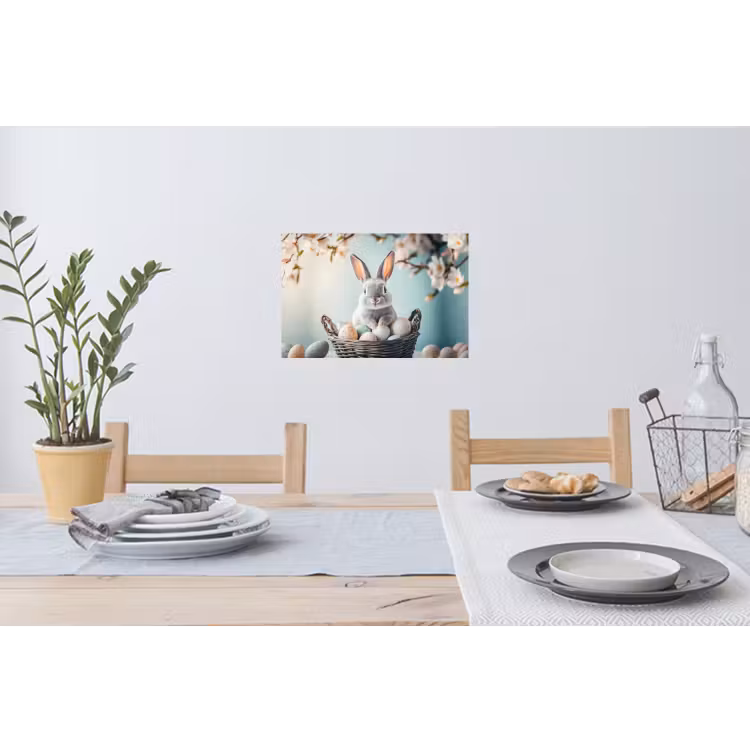 Konijn - Eieren - Mand Muursticker klein -eettafel