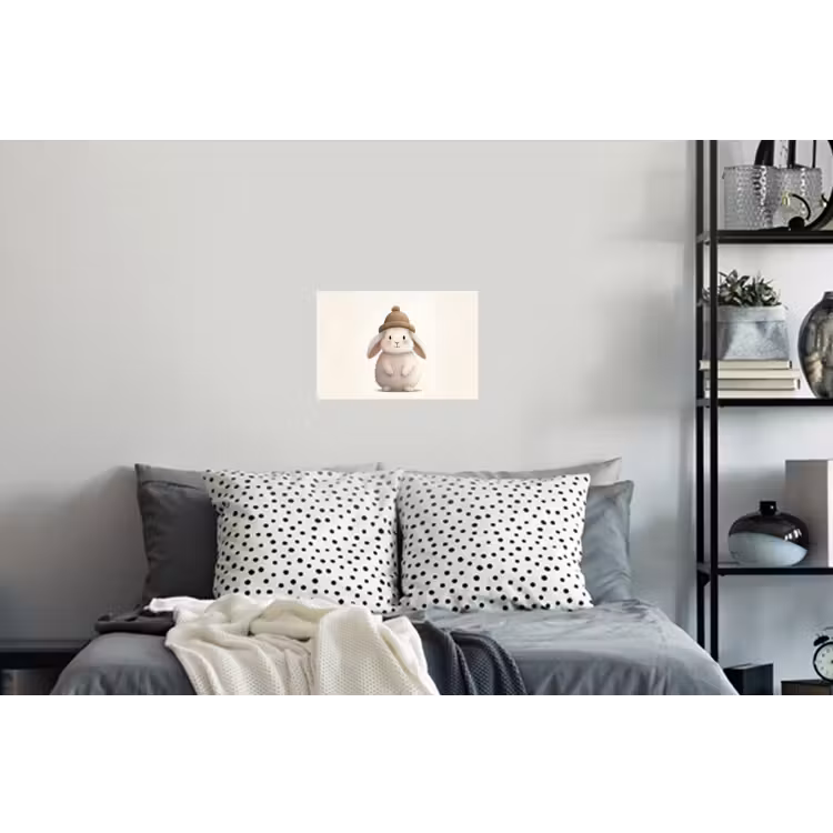 Konijn - Muts - Oren - Beige Muursticker klein -slaapkamer