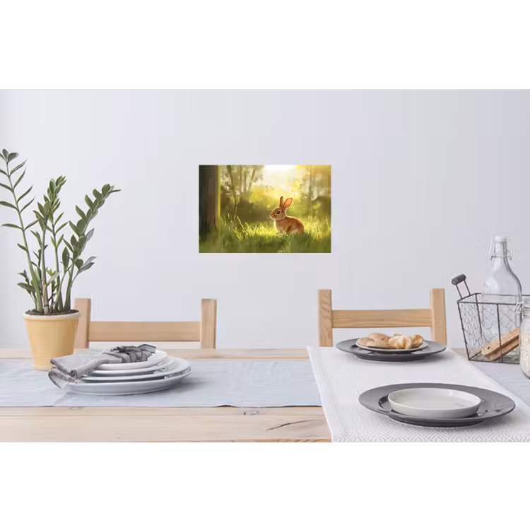 Konijn - Zonlicht - Bos Muursticker klein -eettafel