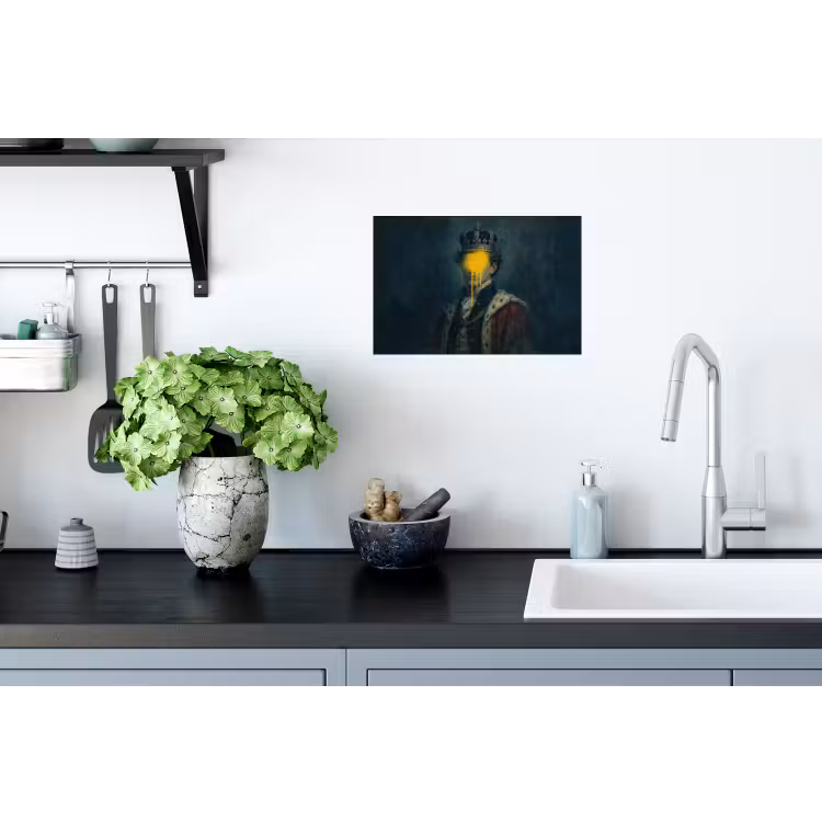 Koning - Portret - Druipende gele verf Muursticker klein -keuken