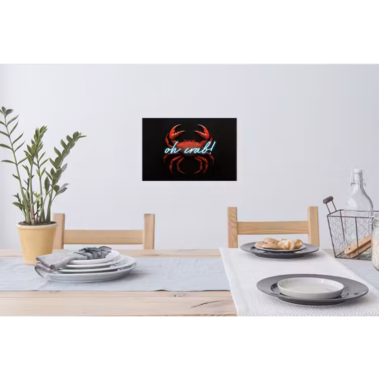 Krab - Rood - Neon - Quote Muursticker klein -eettafel